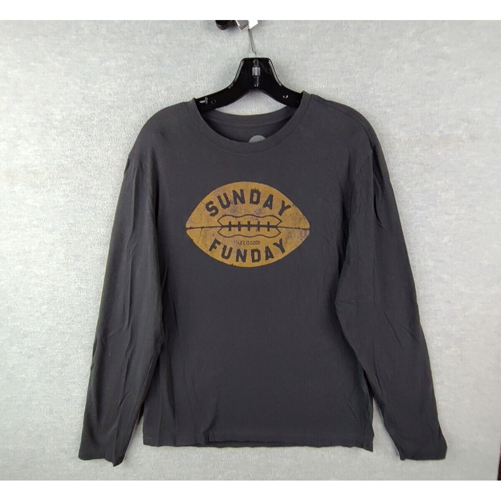Life Is Good Mens Shirt Small S Black‎ Tee Sunday Funday Football Casual Dad